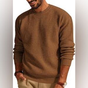 Paul Jones Sweater Waffle Knit Crewneck Brown NWT Size Large